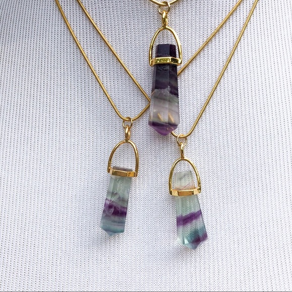 ❗️LAST❗️Raw Fluorite Crystal Point Necklace - Picture 8 of 9